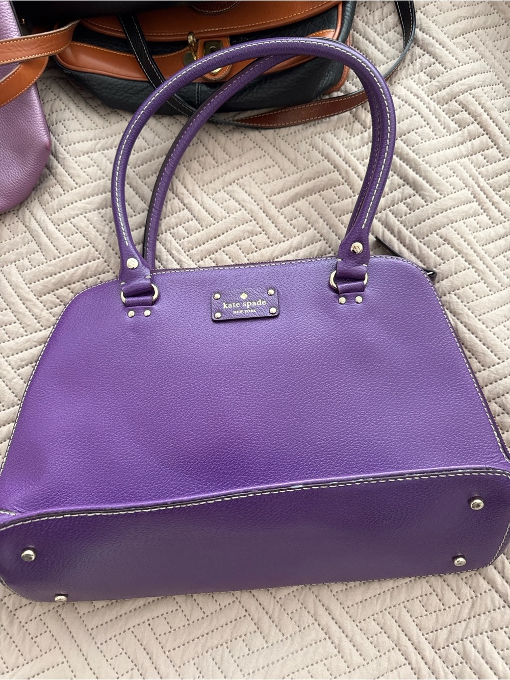 Kate Spade New York Wellesley Rachelle Satchel Purple Leather Handbag